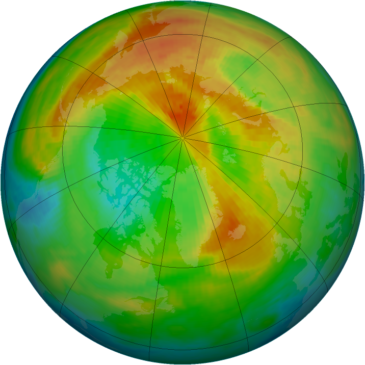 Arctic ozone map for 22 March 1993